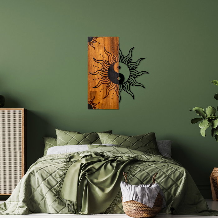 Wallity Yin Yang Escultura de Pared en Madera y Metal